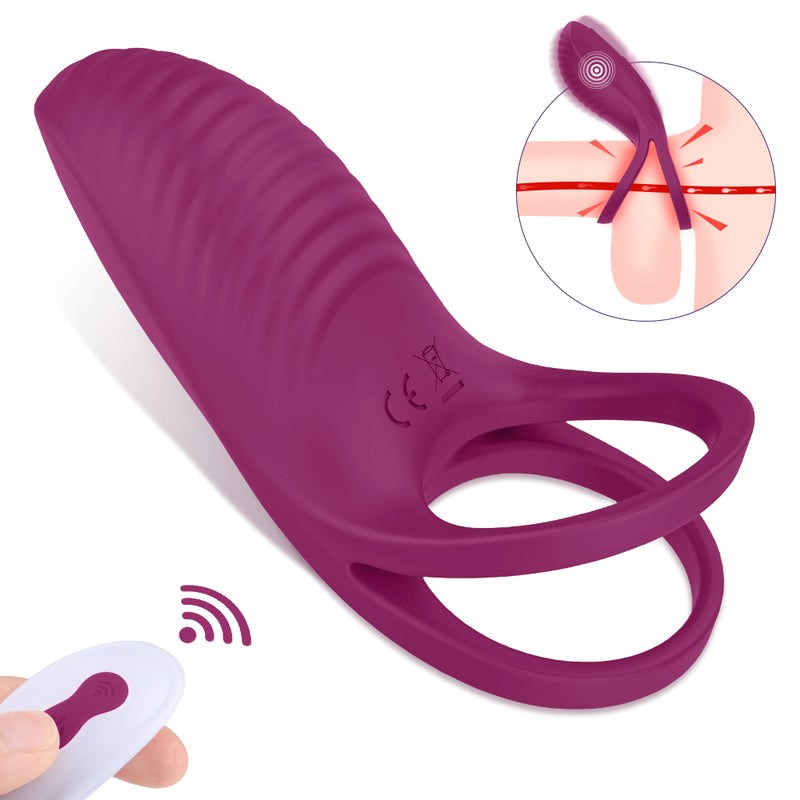 S Hande Trap 9 Functions Rechargeable Cock Ring Claret with 9 Vibration Modes - - Vibrating Cock Rings