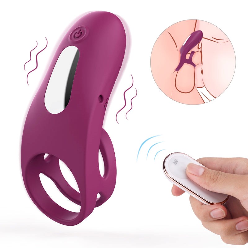 S Hande Nicholas Waterproof Rechargeable Cock Ring Claret with 9 Vibration - - Vibrating Cock Rings