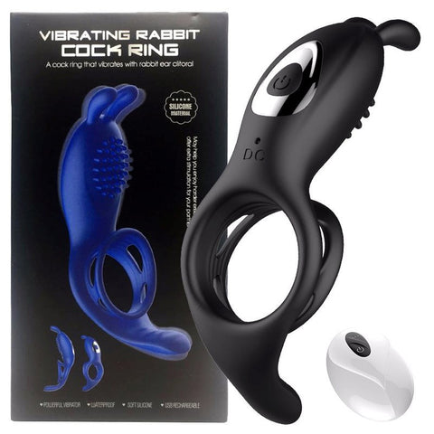 BDStyle 9 Functions Vibrating Rabbit Cock Ring with Dual Ring Design - Vibrating Cock Rings