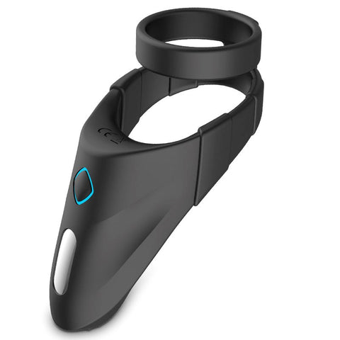 BDStyle 10 Functions Vibrating Dual Penis Ring with Taint Teaser - Vibrating Cock Rings