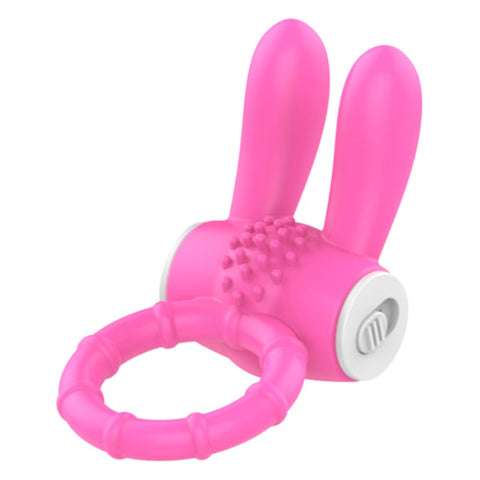BDStyle Rabbit Ear Multi Functions Vibrating Cock Ring with Textured Design - Vibrating Cock Rings