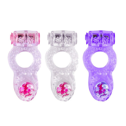 BDStyle Hem Beads Soft TPR Material Vibrating Cock Ring and Dual Stimulation - Vibrating Cock Rings