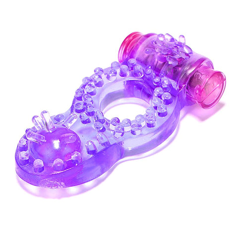 BDStyle Hem Beads Soft TPR Material Vibrating Cock Ring and Dual Stimulation - Vibrating Cock Rings