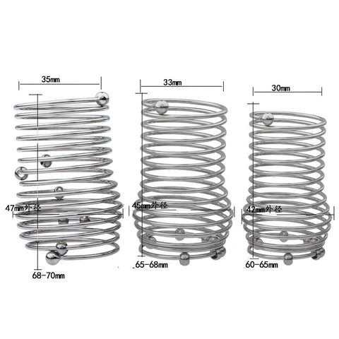 BDStyle Stainless Steel Spring Cock Ring With Removable Ball for Enhanced Erections - Steel Cock Rings