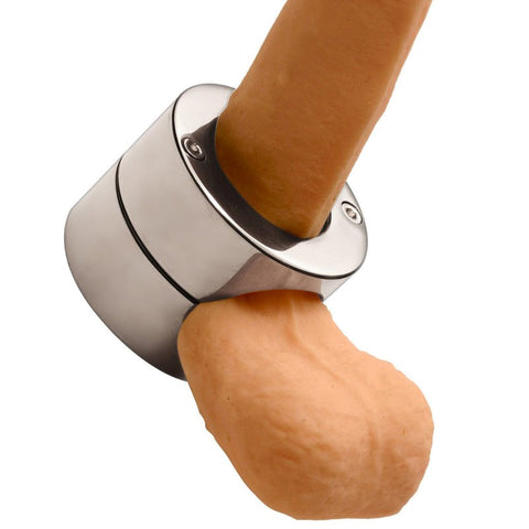 BDStyle Master Series Stainless Steel Male Penis Trap with Cock Ring - Steel Cock Rings