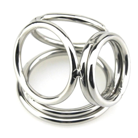 BDStyle Stainless Steel Quad 4 Ring Cock and Ball Cage Premium Design - Steel Cock Rings