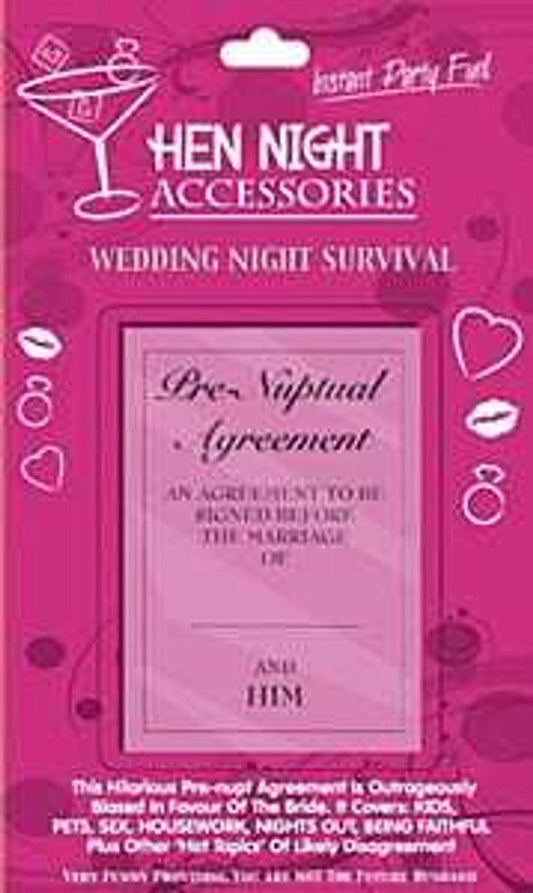 Seven Creations Hen Night Pre Nuptial Agreement Novelty Party Game - - Party Gifts and Novelties