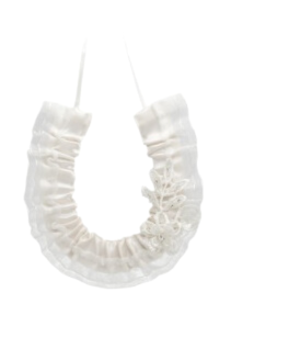 Me Collections Horse Shoe Satin With Lace Flower Ivory Wedding Keepsake - - Party Gifts and Novelties