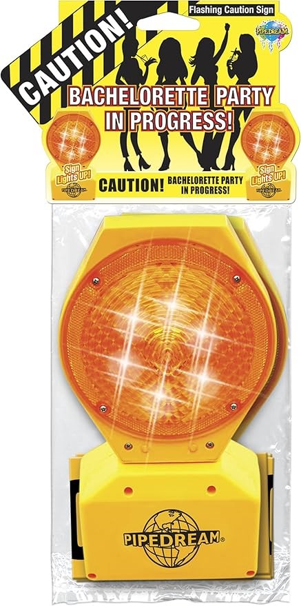 Pipedream Flashing Caution Zone Sign Dynamic Party Decoration with Lights - - Party Gifts and Novelties