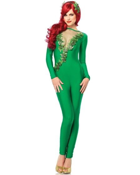 Leg Avenue Ivy Vixen Catsuit Womens Costume with Mesh Cutout - - Fancy Dress Ups