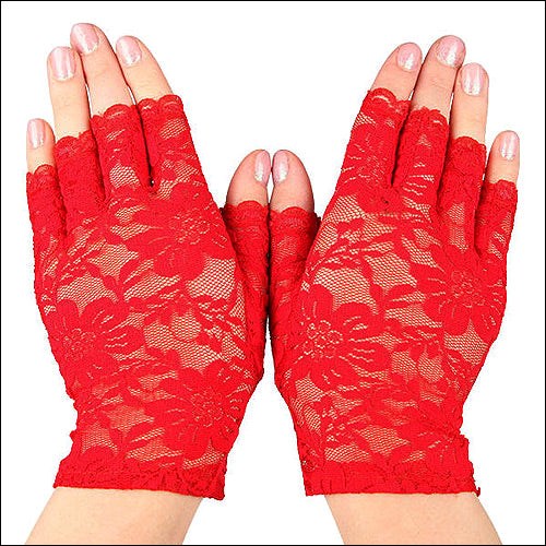 Baci Lingerie Rock and Roll Soft Stretchy Fingerless Lace Gloves Premium - - Wigs and Gloves