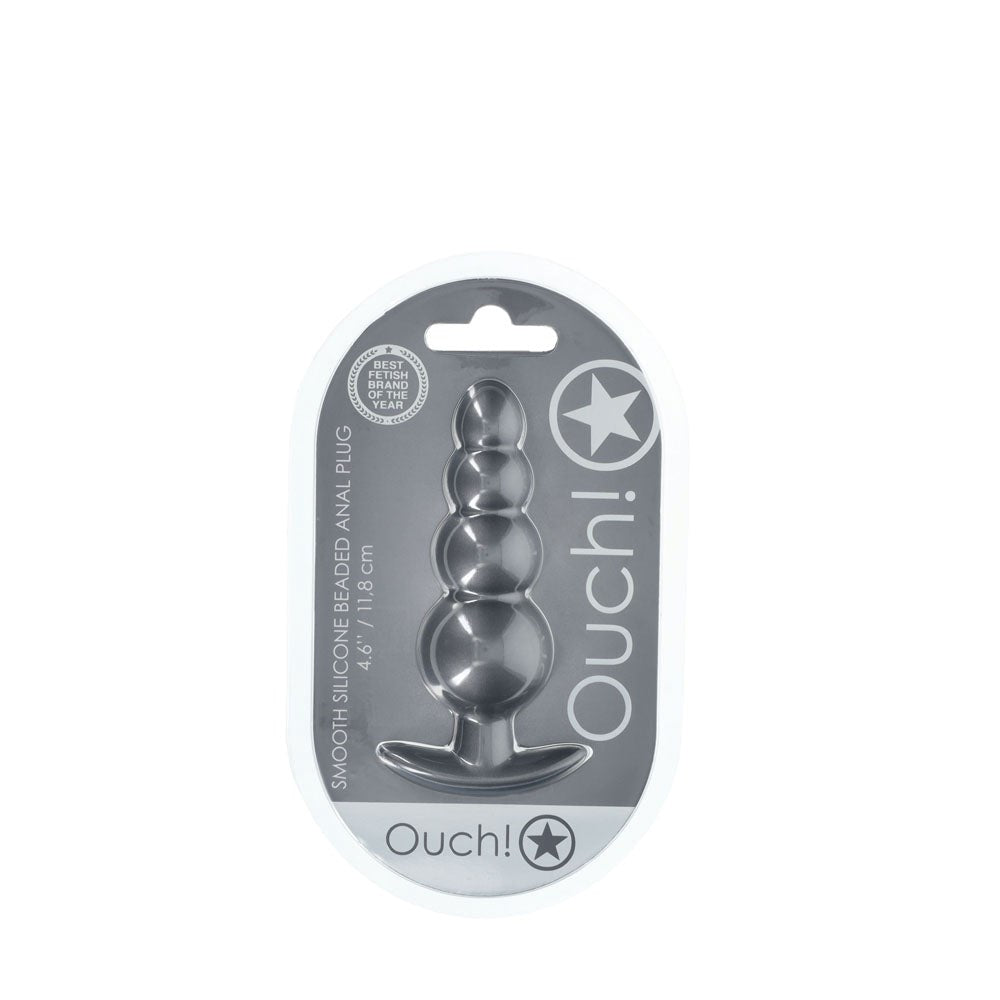 Shots Toys OUCH! 11.7 cm Beaded Metallic Silicone Anal Plug Graduated - - Butt Plugs