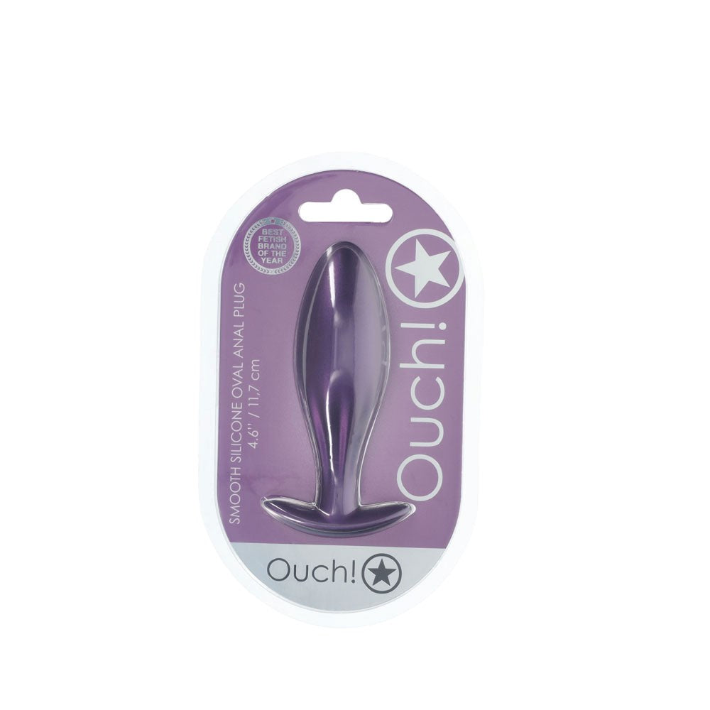 Shots Toys OUCH! Oval Shaped 11.7 cm Metallic Waterproof Anal Plug Premium - - Butt Plugs