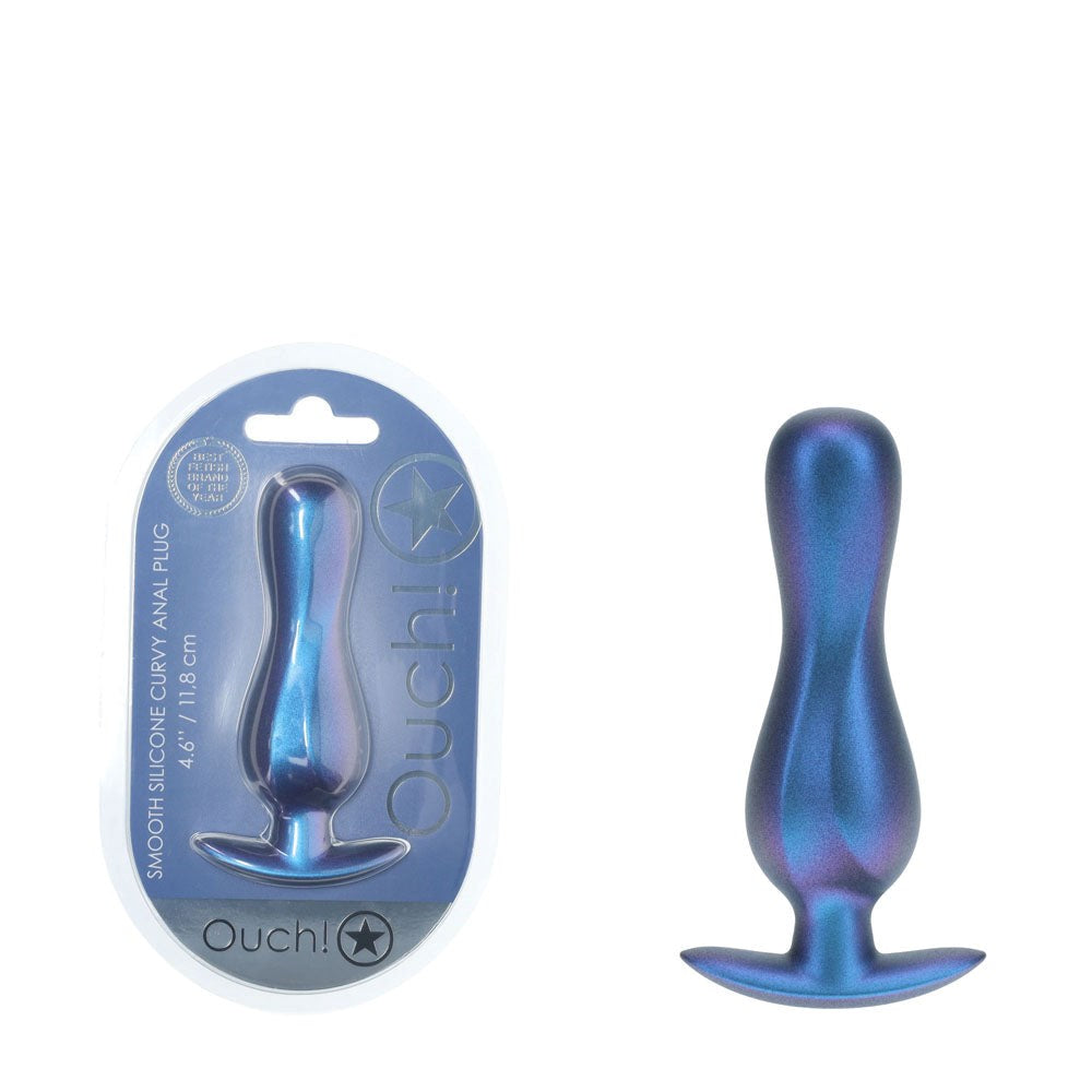 Shots Toys OUCH! Curvy 11.7 cm Metallic Silicone Anal Plug Premium Design - - Butt Plugs