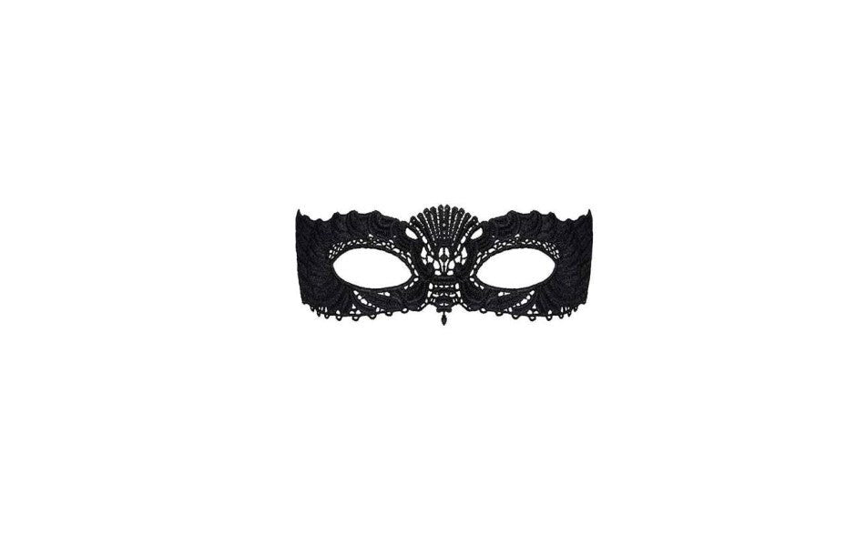 Obsessive A700 Black Sexy Eye Mask with Ribbon Tie Premium Guipure Lace - - Masks And Blindfolds