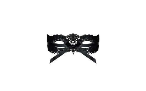 Obsessive A700 Black Sexy Eye Mask with Ribbon Tie Premium Guipure Lace - Masks And Blindfolds