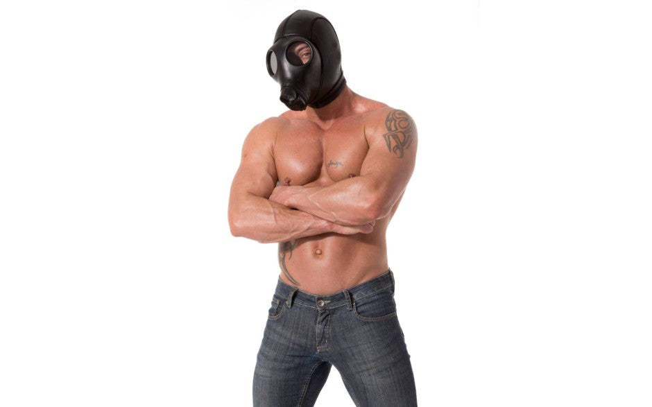 XR Brands XTRM Neoprene Gas Mask Bondage Hood Sensory Deprivation - - Bondage Hoods