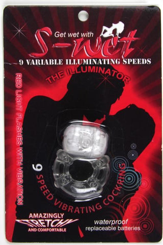NU Sensuelle S Wet Illuminator Vibrating Cock Ring Clear Glow in Dark - Vibrating Cock Rings
