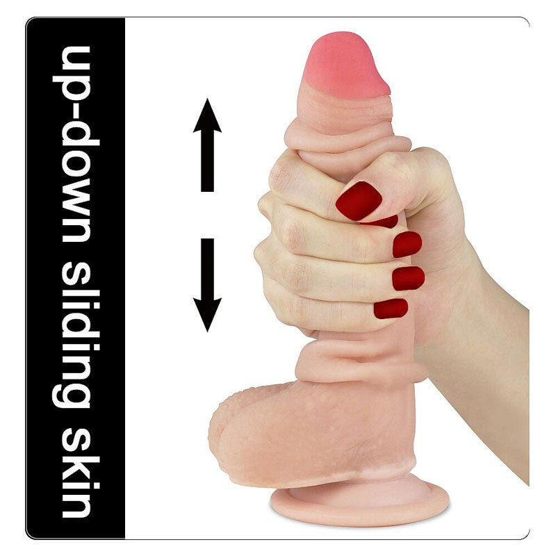 Lovetoy Sliding Skin Dual Layer Realistic Dong With Flexible Skin Flesh TPE - - Realistic Dildos
