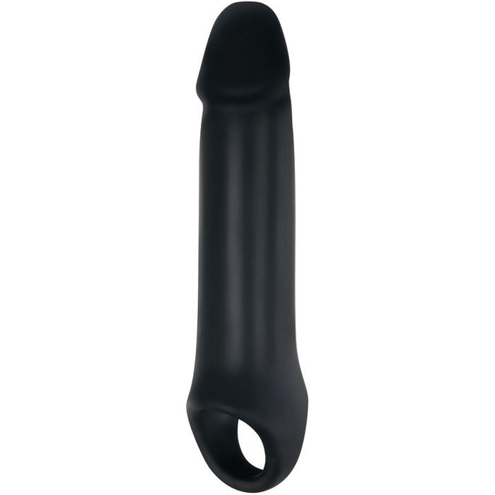 Adam & Eve Adams Fantasy Penis Extension Sleeve with Ball Strap Black Enhancement - Penis Sleeves and Extenders