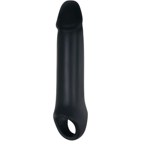 Adam & Eve Adams Fantasy Penis Extension Sleeve with Ball Strap Black Enhancement - Penis Sleeves and Extenders