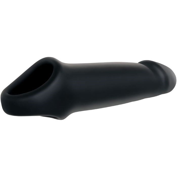 Adam & Eve Adams Fantasy Penis Extension Sleeve with Ball Strap Black Enhancement - Penis Sleeves and Extenders