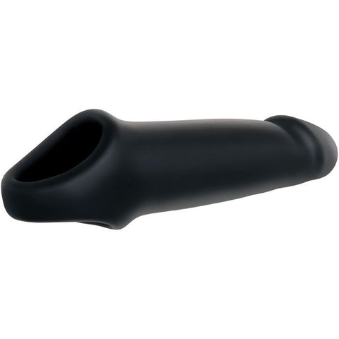 Adam & Eve Adams Fantasy Penis Extension Sleeve with Ball Strap Black Enhancement - Penis Sleeves and Extenders