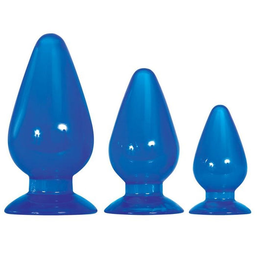 Adam & Eve Big Blue Jelly Backdoor Butt Plug Playset 3 Progressive Anal Sizes - - Butt Plugs