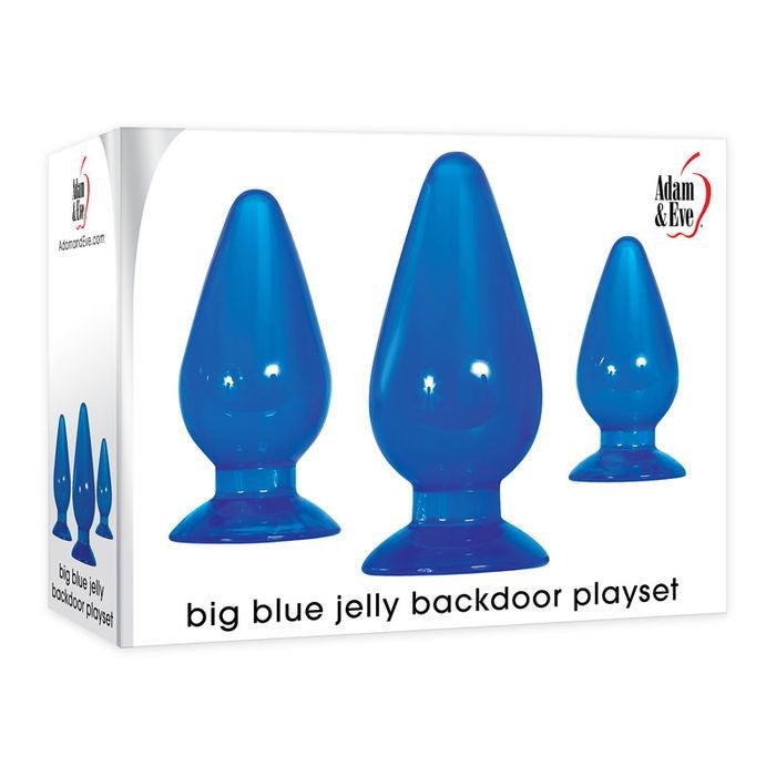 Adam & Eve Big Blue Jelly Backdoor Butt Plug Playset 3 Progressive Anal Sizes - - Butt Plugs