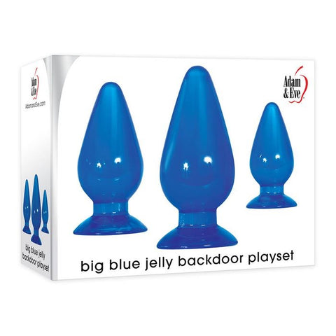 Adam & Eve Big Blue Jelly Backdoor Butt Plug Playset 3 Progressive Anal Sizes - Butt Plugs
