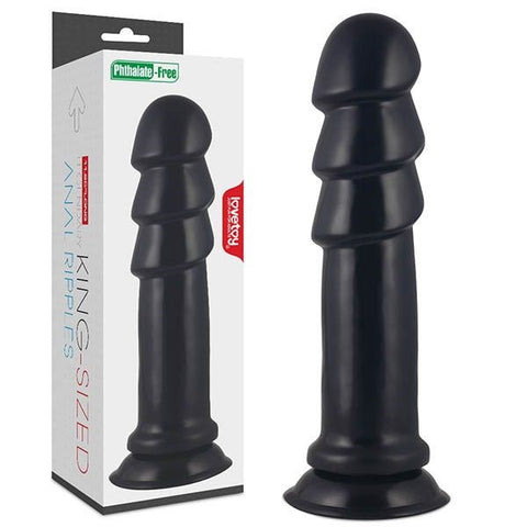 Lovetoy King Sized Anal Ripples Mega Butt Plug 28.5cm Black Advanced Anal Play - Butt Plugs