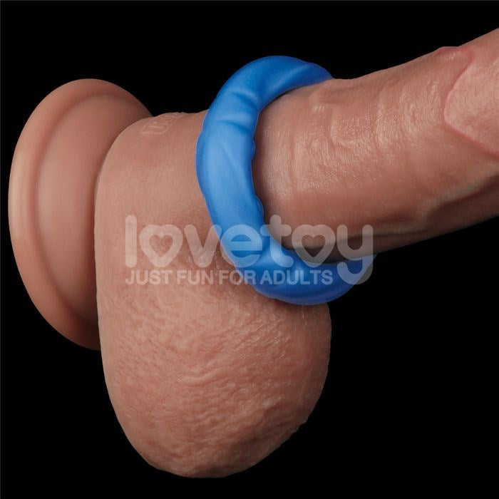 Lovetoy Pinnacle Pro Ridge Bump Stretcher Mens Cock Ring Blue Premium Silicone - - Stretchy Cock Rings