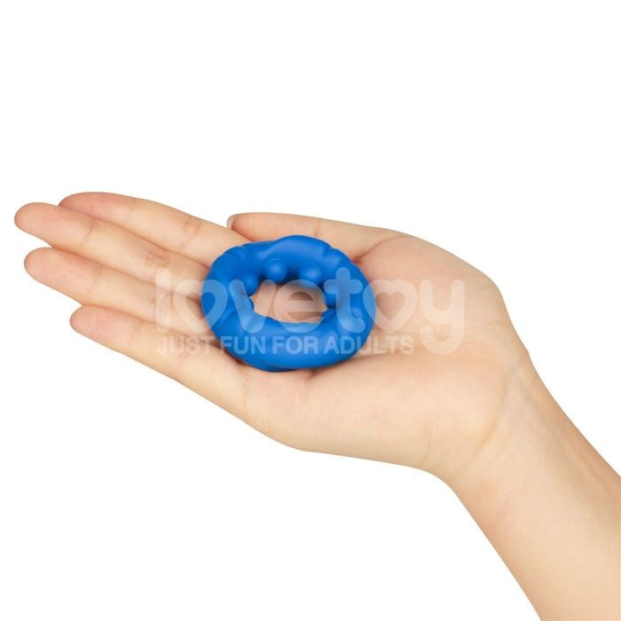 Lovetoy Pinnacle Pro Ridge Bump Stretcher Mens Cock Ring Blue Premium Silicone - - Stretchy Cock Rings
