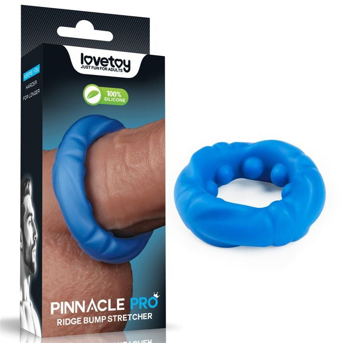 Lovetoy Pinnacle Pro Ridge Bump Stretcher Mens Cock Ring Blue Premium Silicone - - Stretchy Cock Rings