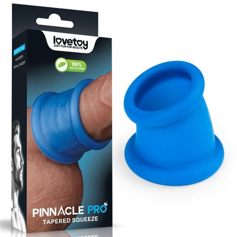 Lovetoy Pinnacle Pro Tapered Squeeze Male Ball Stretcher Blue Cock Ring - Ball Stretchers and Crushers