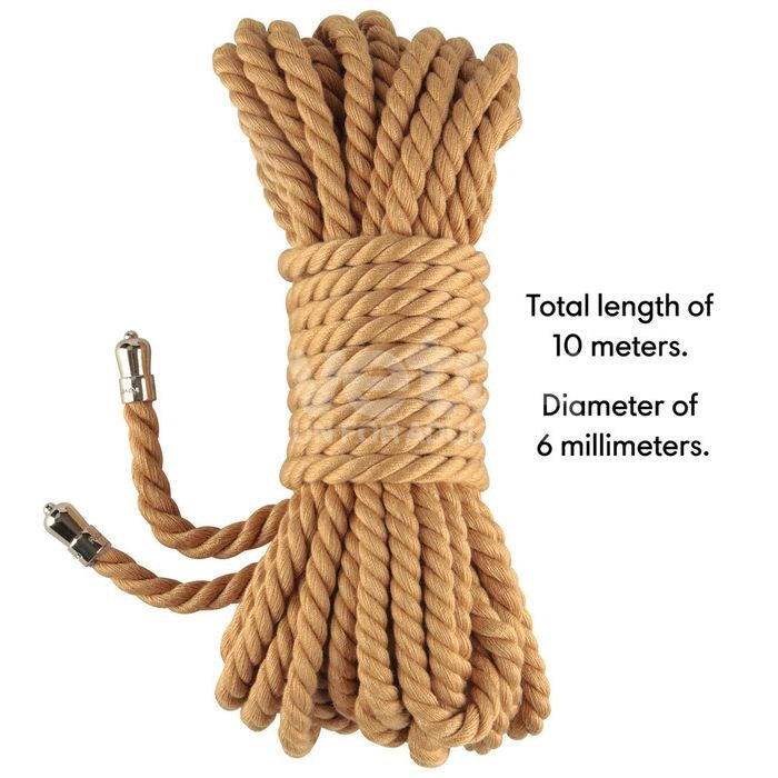 Lovetoy Rebellion Reign Natural Bondage Play Rope 10m Hemp Polyester Blend - - Cuffs And Restraints