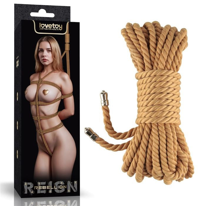Lovetoy Rebellion Reign Natural Bondage Play Rope 10m Hemp Polyester Blend - - Cuffs And Restraints