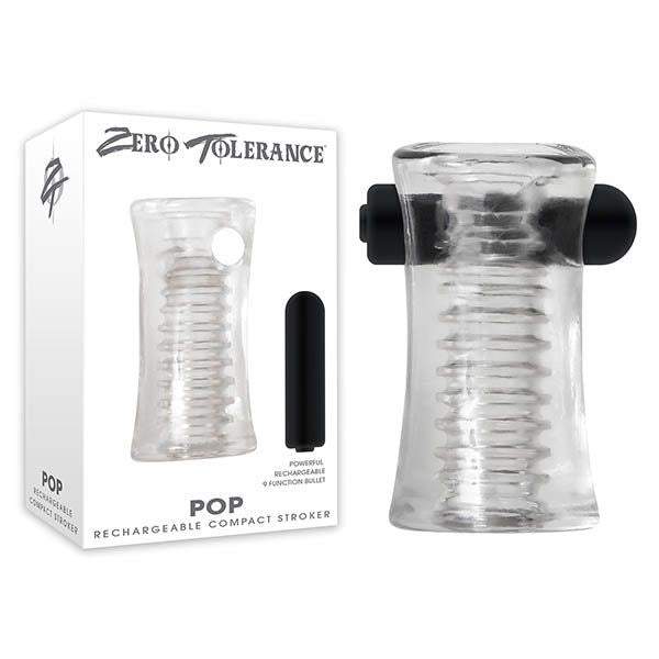 Zero Tolerance Pop Male Stroker With Vibrating Bullet Clear - - Masturbators and Strokers