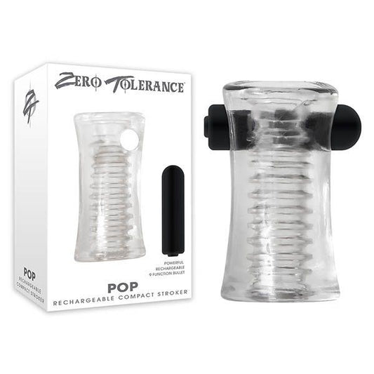 Zero Tolerance Pop Male Stroker With Vibrating Bullet Clear - - Masturbators and Strokers
