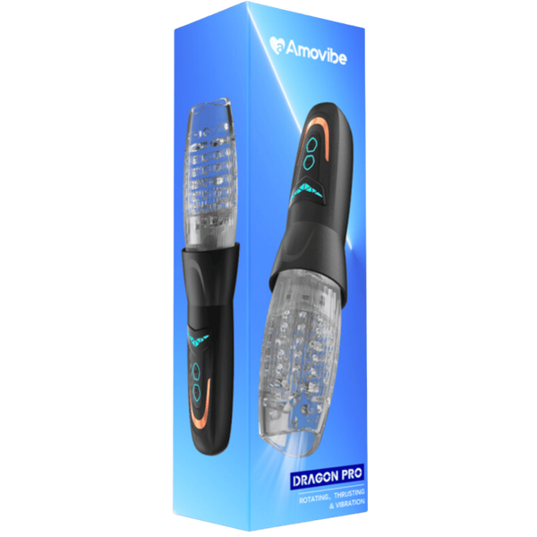 Amovibe Dragon Pro Rechargeable Rotating Male Masturbator Black - - Masturbators and Strokers