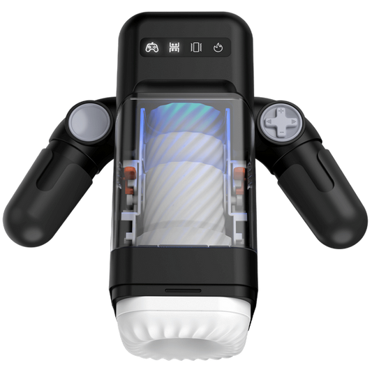 Amovibe Game Cup Thrusting & Rechargeable Male Masturbator Black - - Masturbators and Strokers