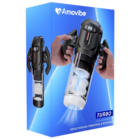 Amovibe Turbo Thrusting and Rotating Male Masturbator Black - Masturbators and Strokers