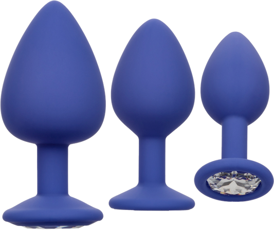 California Exotics Cheeky Gems Anal Plug Set Purple - - Butt Plugs