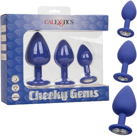 California Exotics Cheeky Gems Anal Plug Set Purple - Butt Plugs