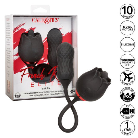 French Kiss Elite Siren 10 Function Clitoral Stimulator Black - Clit Ticklers and Pulsators