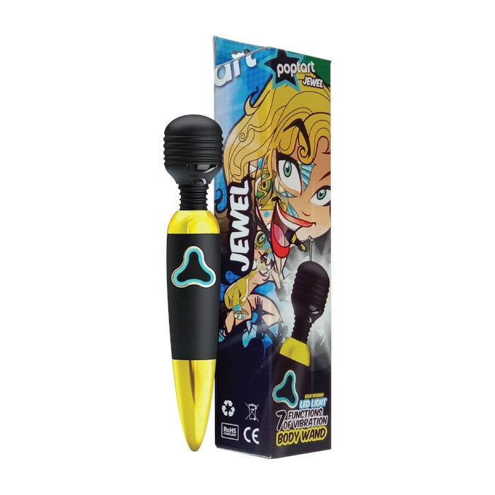 Poptart Jewel Vibrating Body Wand Massager Black / Gold - - Body Wands