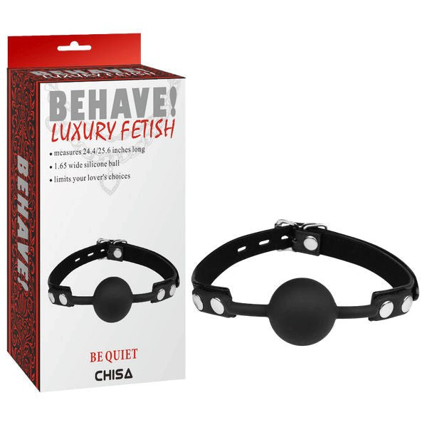 Chisa Behave Be Quiet Fully Adjustable Bondage Gag Black with Padlock - - Bondage Gags and Bits