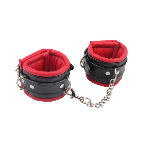 Behave Super Soft BDSM Ankle Cuffs Red / Black - Cuffs And Restraints