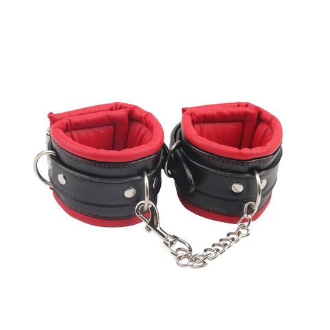 Behave Super Soft BDSM Ankle Cuffs Red / Black - Cuffs And Restraints