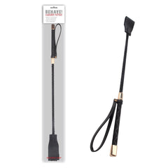 Behave Mischief Crop Super Soft Leather Tip Black - - Whips And Crops